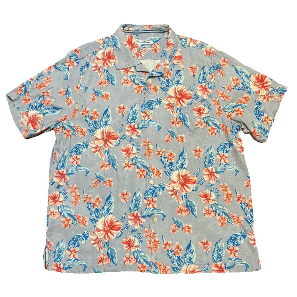Tommy Bahama Men’s Size:XL 100% Silk Hawaiian Loop Collar Camp Button Shirt